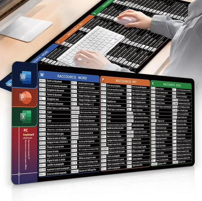 Tapis de Souris OfficeBoost™ - Raccourcis Word, Excel & PowerPoint Réunis - Rayon de Sérénité