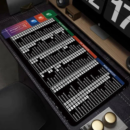 Tapis de Souris OfficeBoost™ - Raccourcis Word, Excel & PowerPoint Réunis - Rayon de Sérénité