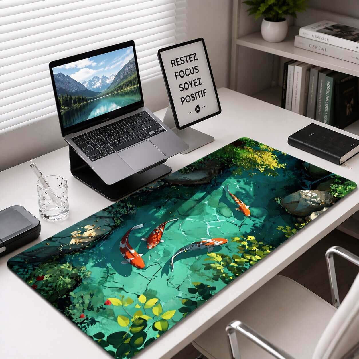 tapis de souris xl motif koi fish souple taille large