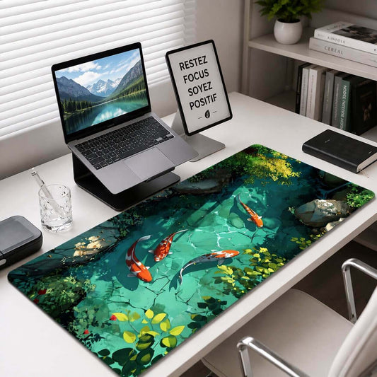 tapis de souris xl motif koi fish souple taille large