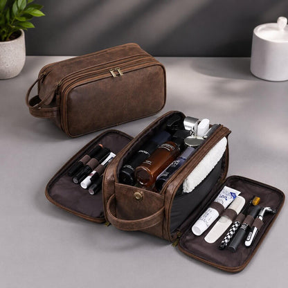 trousse de toilette de voyage couleur café
