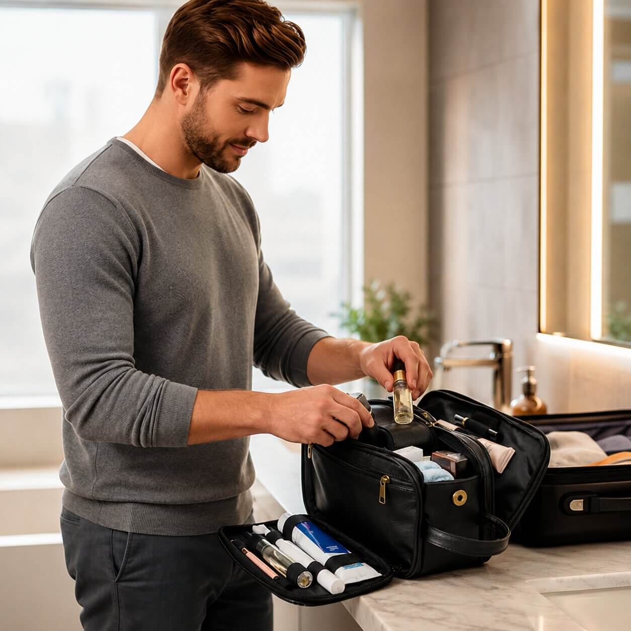 trousse de toilette de voyage pour homme d'affaire