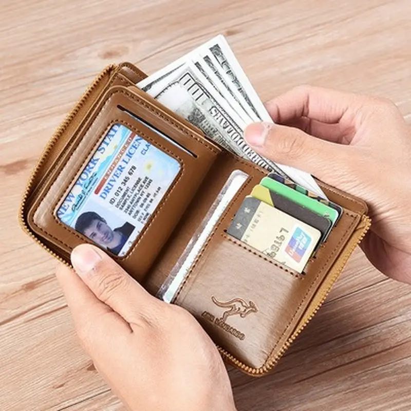 MEN WALLET - Portefeuille en cuir véritable pour hommes - Rangements et ses usages